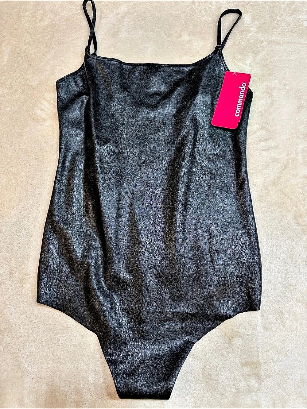Commando Faux Leather Cami Bodysuit Black Small